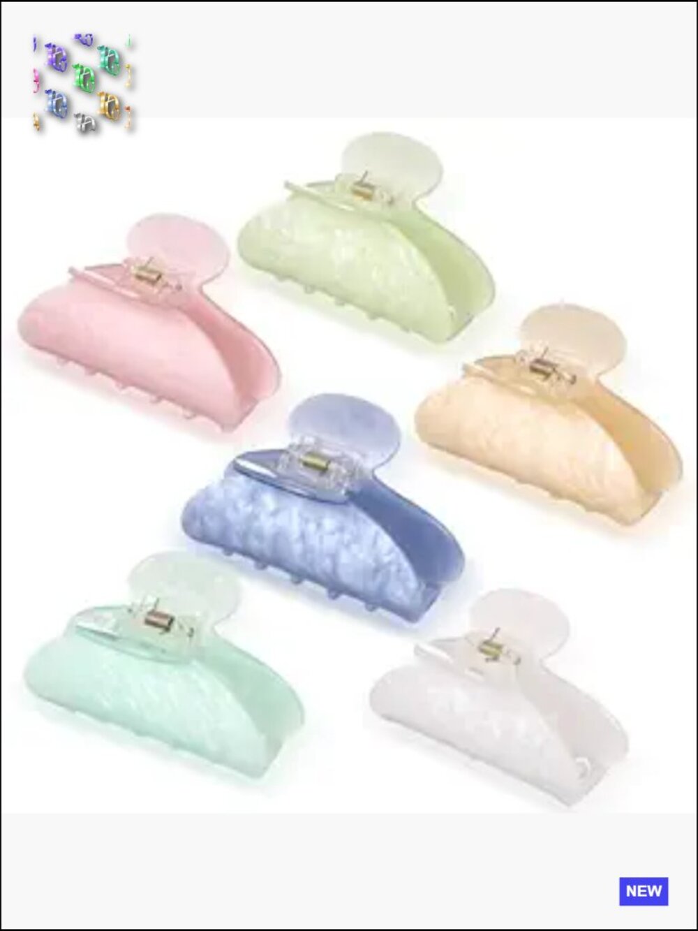 6 Acrylic Hair Claw Clips Non-Slip Hold Jaw Clamps for Thick Thin Hair French